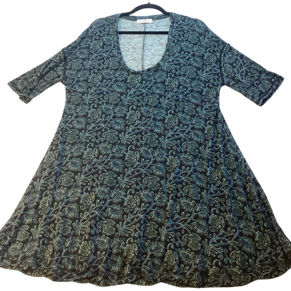 NATURAL LIFE All Day Butter Soft Mini Tee Dress - Navy Floral Vines Size LARGE - Picture 10 of 10